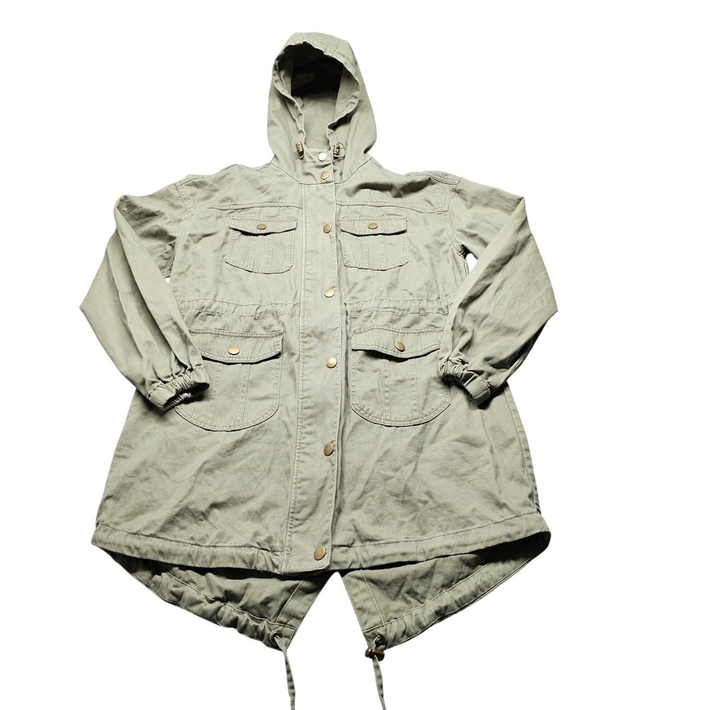 Arizona Jean Co Anorak Utility Jacket Women Small Olive Tree Green Utility Coat